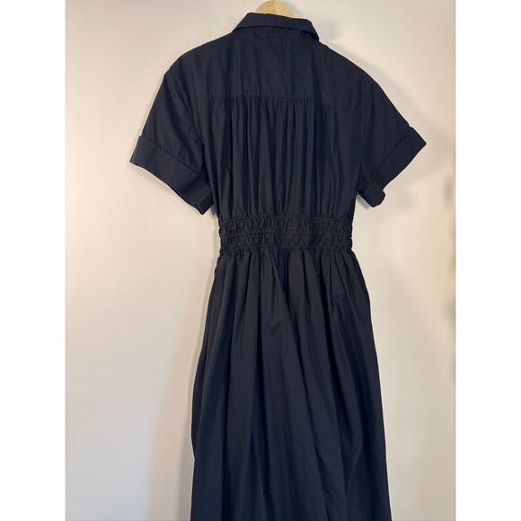 J.Crew Black Cotton Shirtdress with Drawstring Waist - Size 10 - Picture 8 of 8